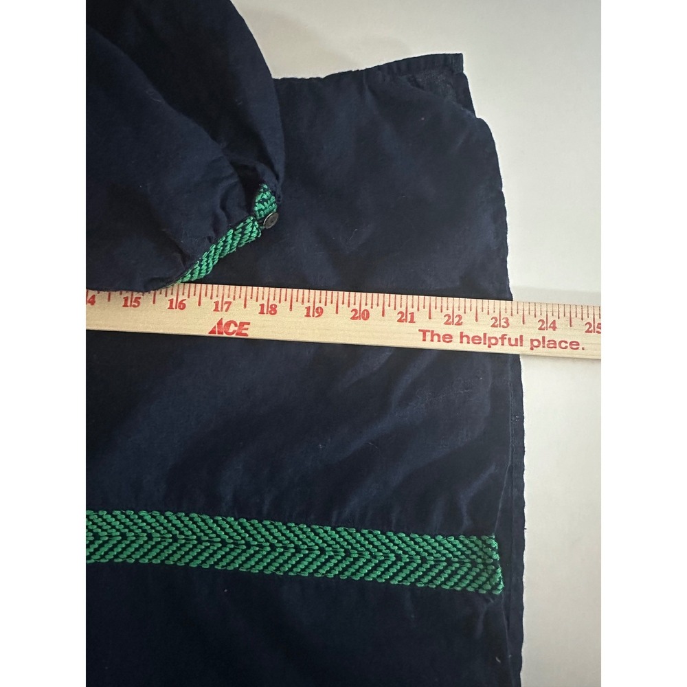 J.Crew Embroidered Boho Peasant Tassel Top Sz 8 Linen Cotton Navy Blue Green - Picture 7 of 12